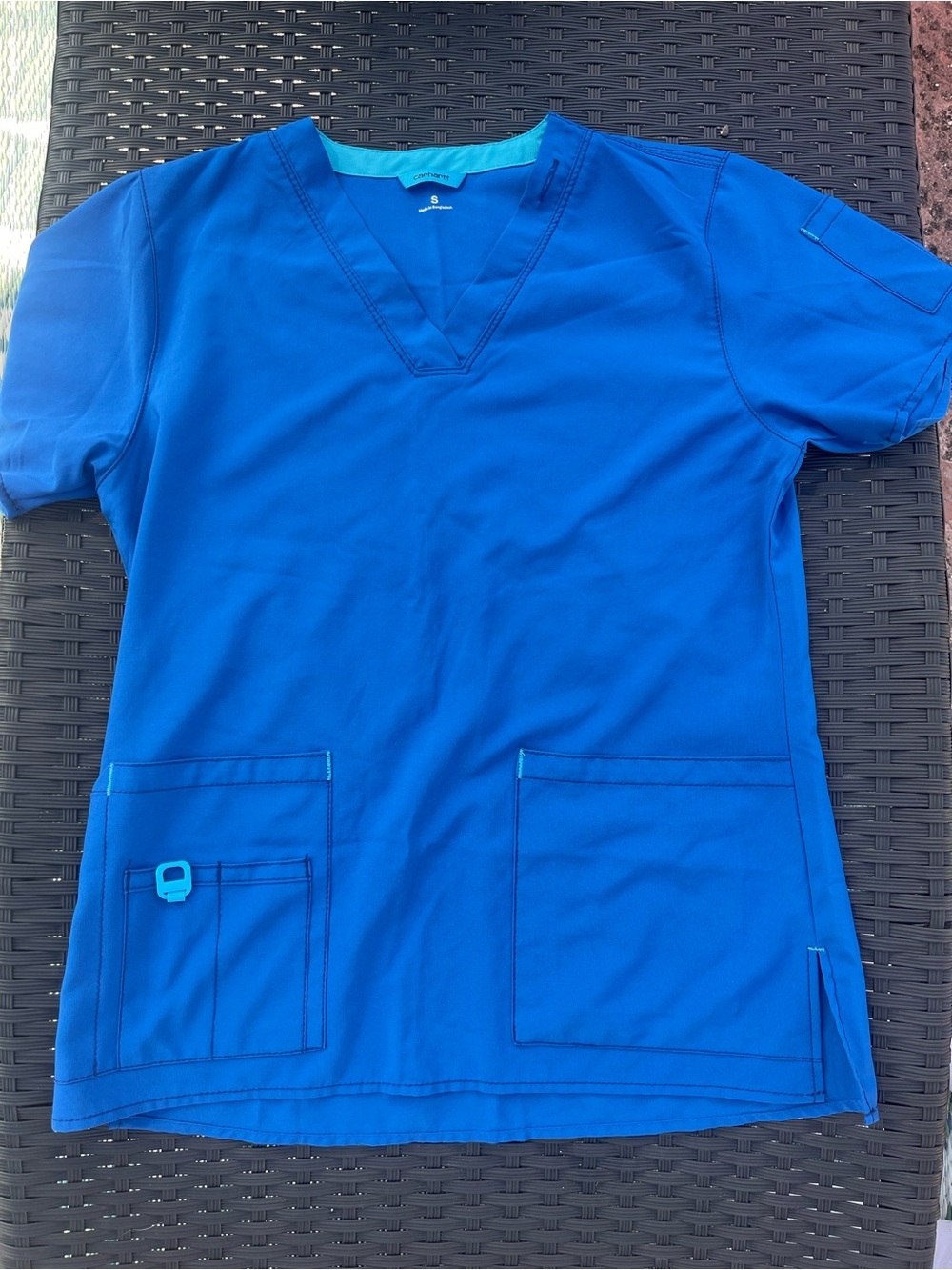 Carhartt Women's Bright Blue V-Neck Scrub Top